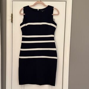 Tommy Hilfiger Thick Material Blue & White Striped Sheath Dress